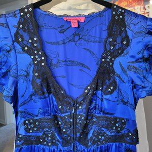 Vintage Betsey Johnson Pterodactyl Dinosaur Silk Dress